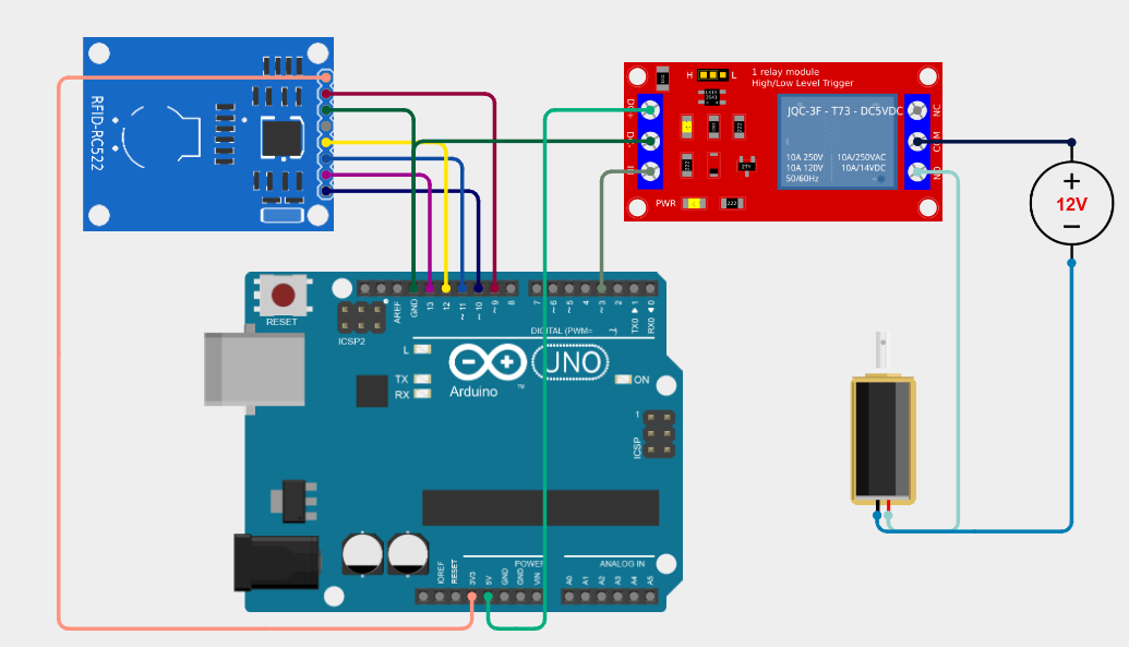 Circuit diagram for RFID Based Door Access System