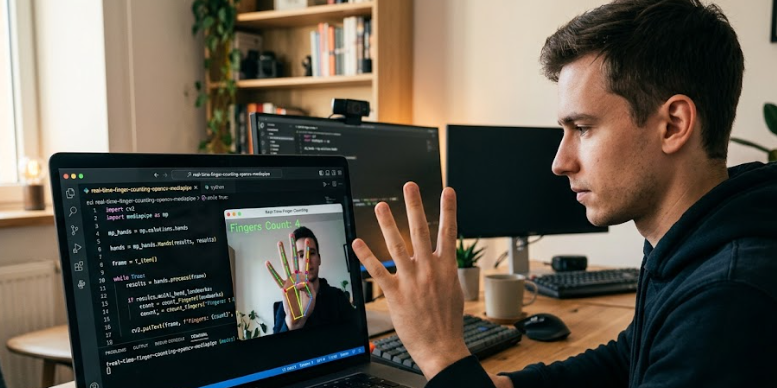 Real-Time Finger Counting Using Python, OpenCV & MediaPipe