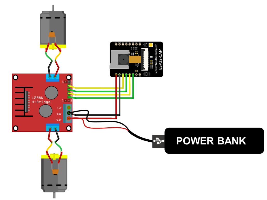 Circuit diagram for ESP32-CAM RC Car Robot Web Server