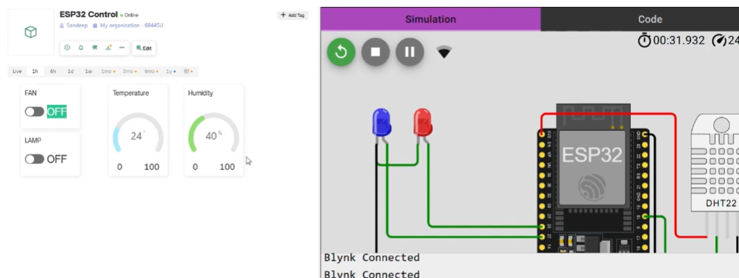 ESP32-Based Temperature & Humidity Data Storage on Blynk Cloud using DHT22